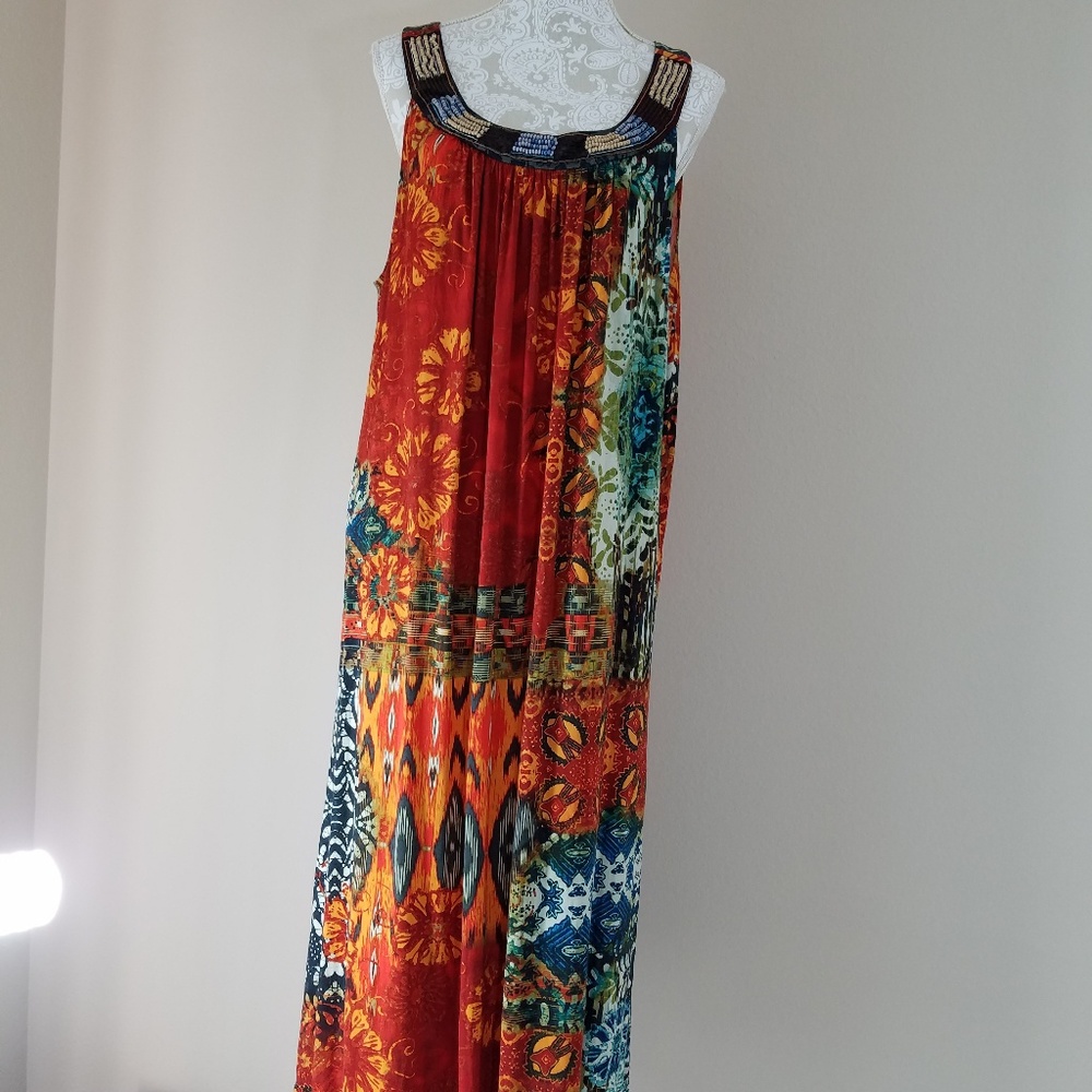 Maggie Barnes Maxi sundress size 24w Orange Blue
